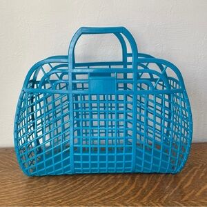 1970s Jelly Basket Bag • Beach Bag • Shopping Tote • Plastic Basket Bag